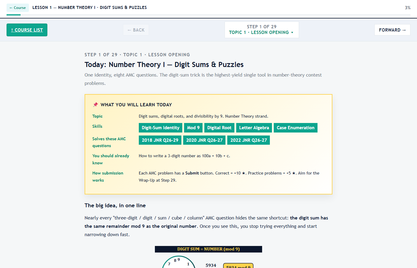 Inside an AMC Y7-8 lesson on the Ace Achievers platform