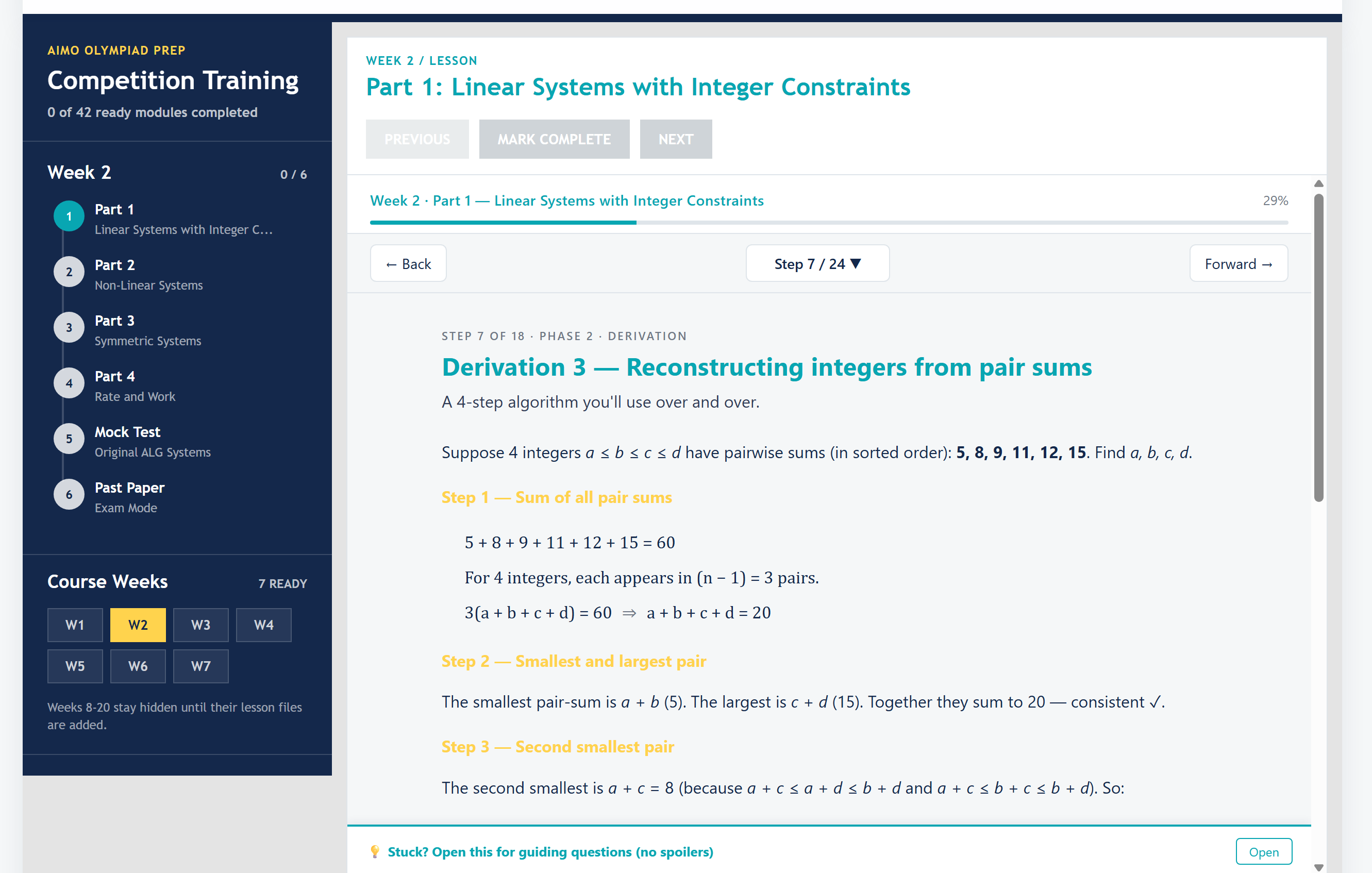 AIMO course interface preview